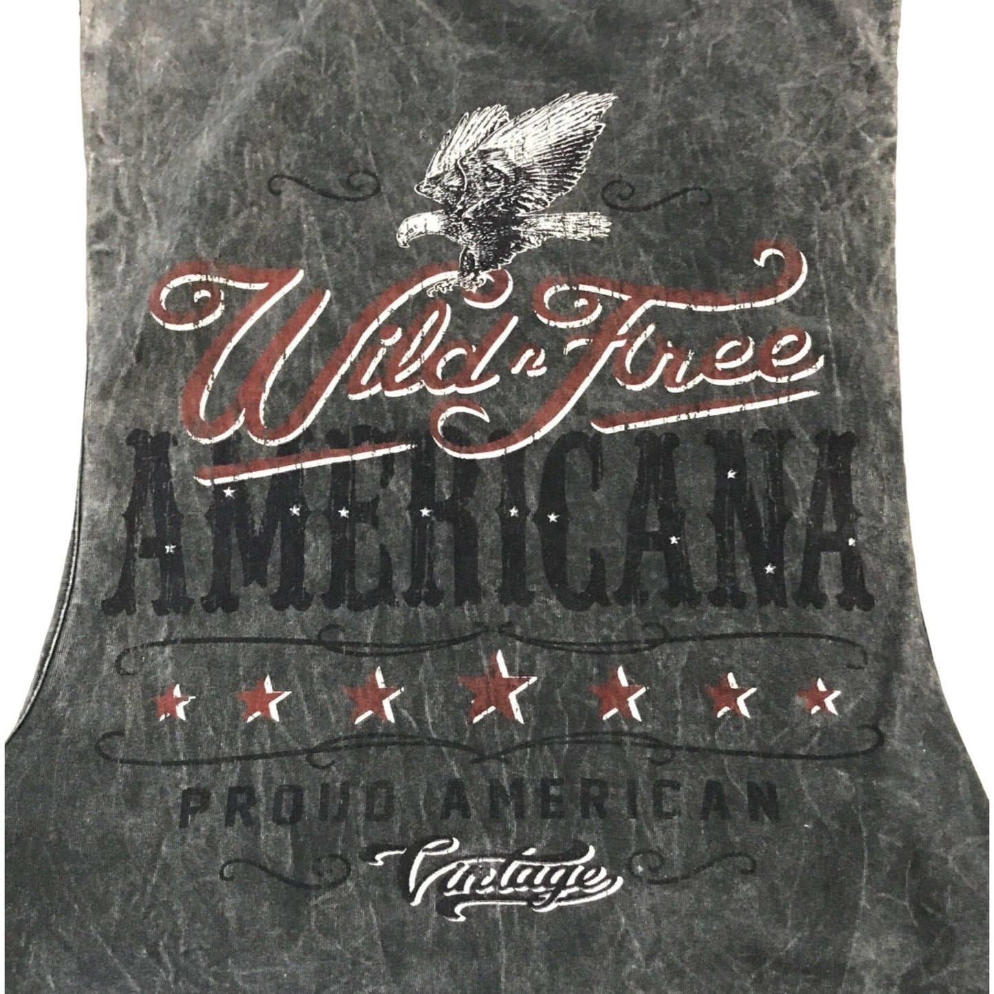 Charlotte Russe M Wild And Free Americana Vintage Black Gray Tank Top Body Suit