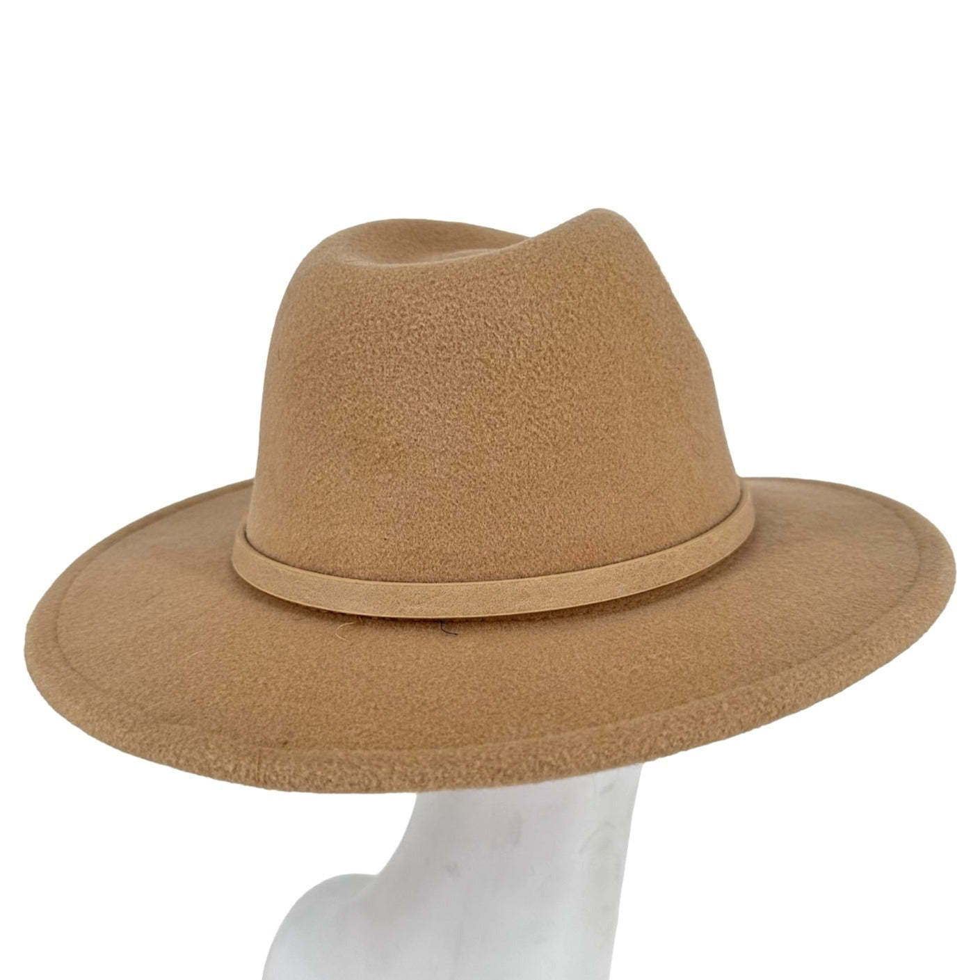 Womens Tan Fedora Belt Accent Wide Brim Fashion Urban Cowgirl Hat Accessories