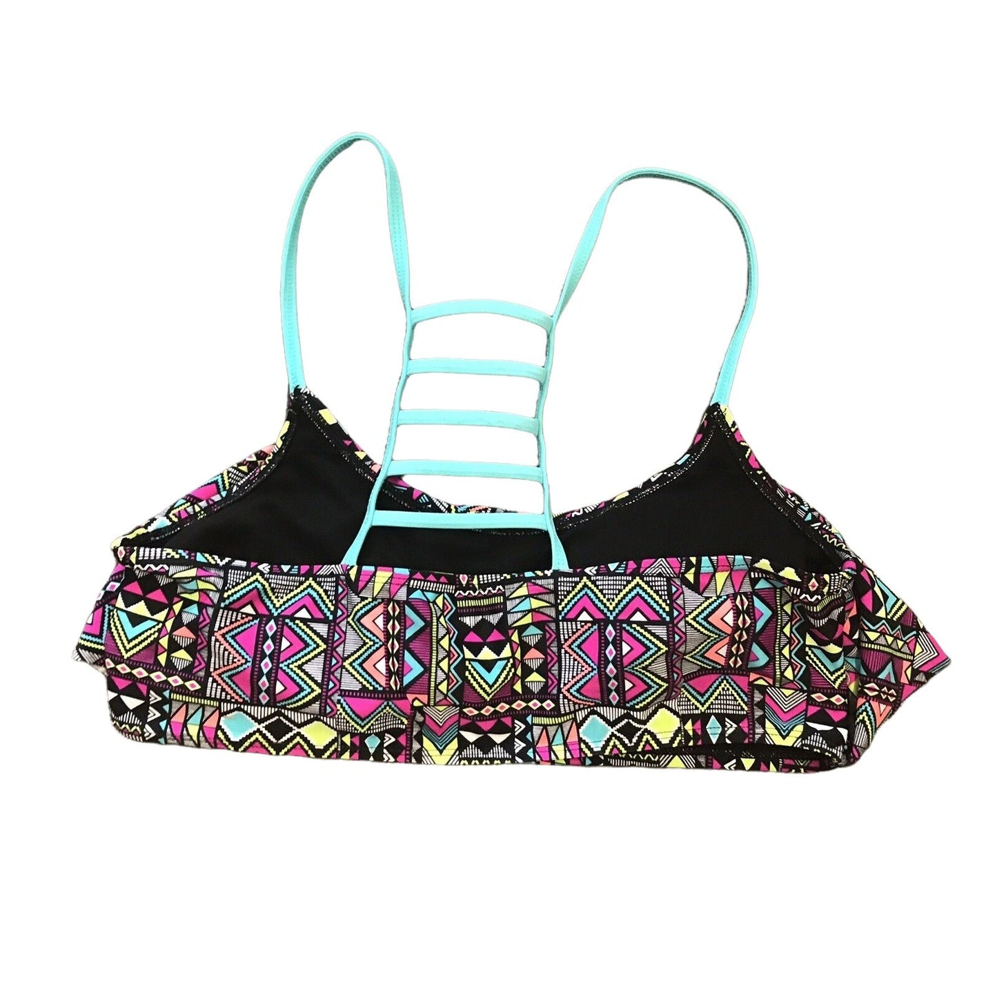 O'RAGEOUS String Bikini Ruffle Racerback Strappy Aztec Large Top Medium Bottom