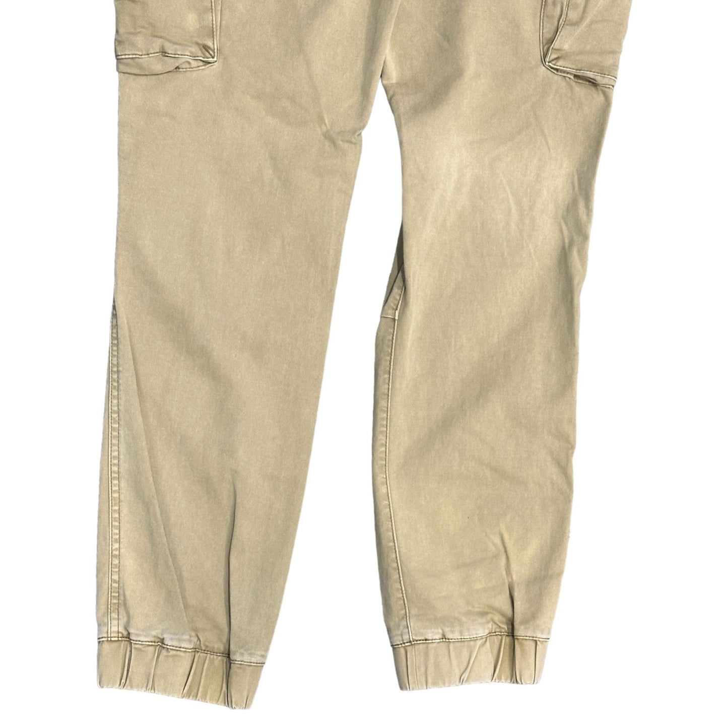 Old Navy Jogger Cargo Pants Mens 30 Khaki Beige Tapered Stretch Button Closure