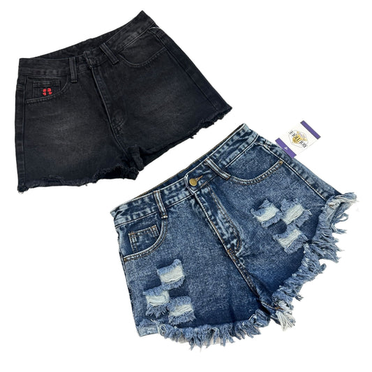 SHEIN Womens XS Denim Jean Shorts High Rise Distressed Ripped Cuffed - Lot of 2