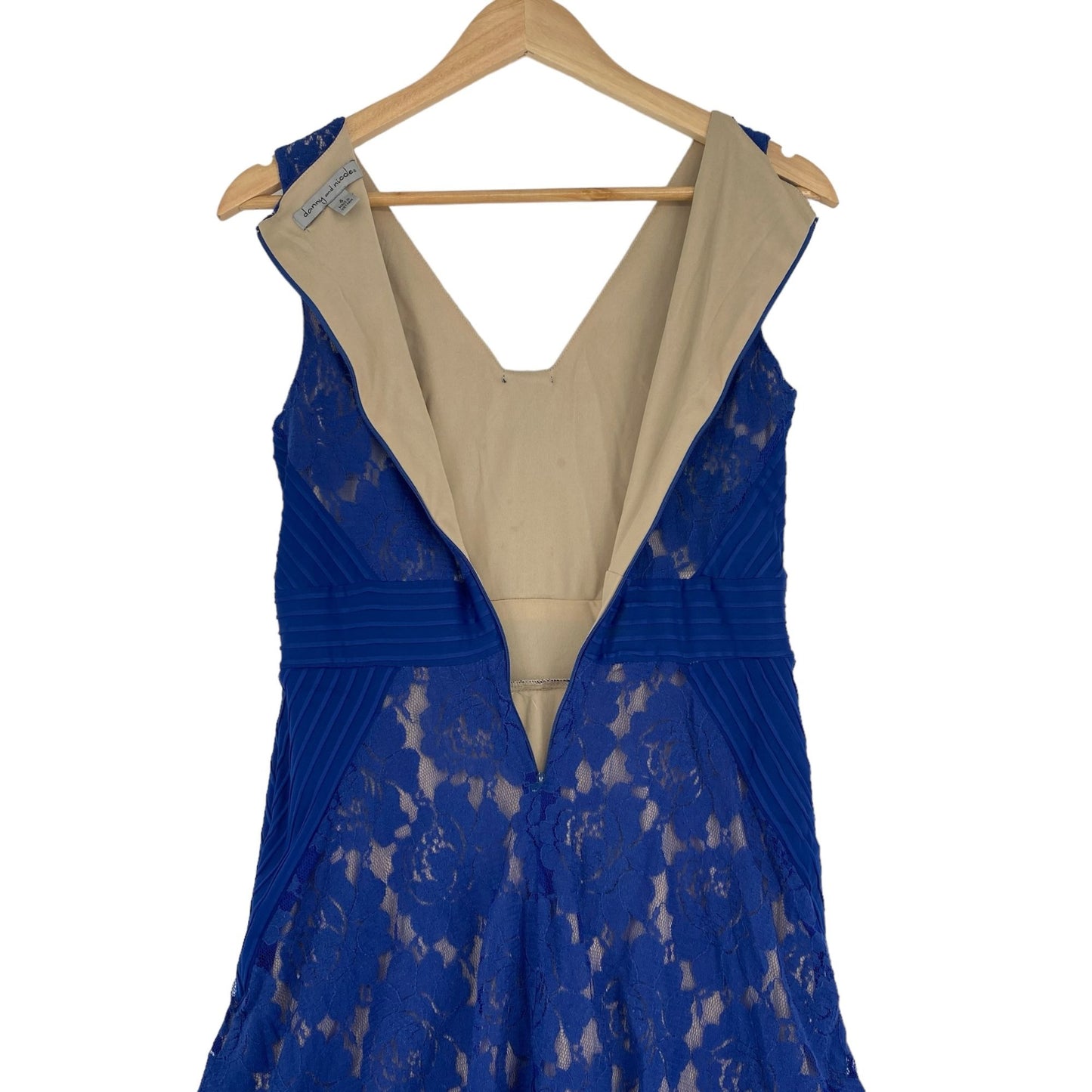 Danny Nicole Womens 4 Royal Blue Sheath Dress Lace Fit Flare VNeck Sleeveless