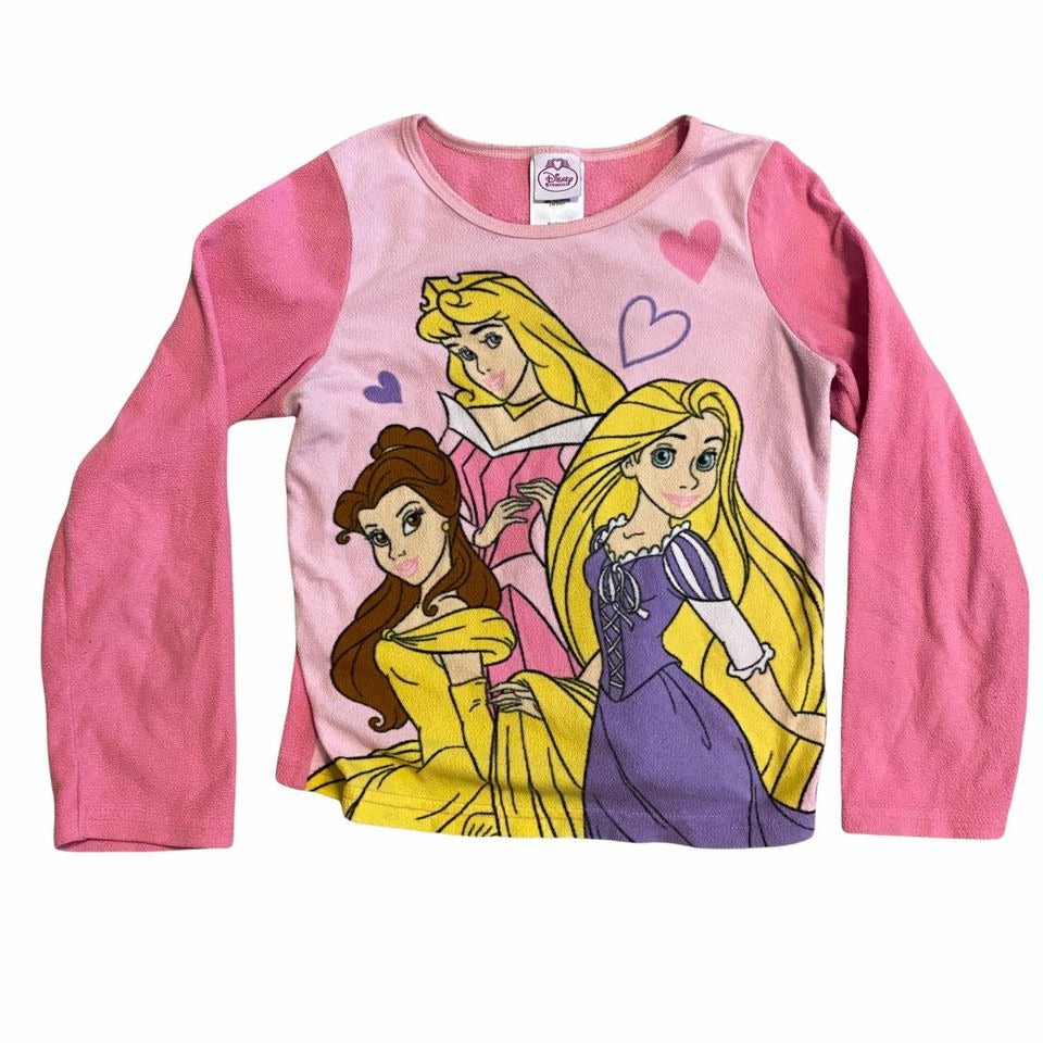 Disney Princess girls 8 Fleece Pajama Pants Shirt Set Arora Belle Rapunzel