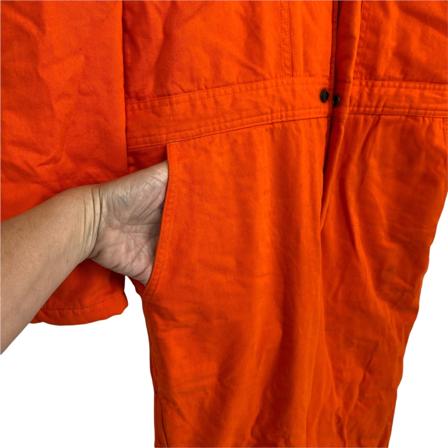 Dakota L Orange Insulated Overalls Hooded Outerwear Full Zip Multiple Pockets