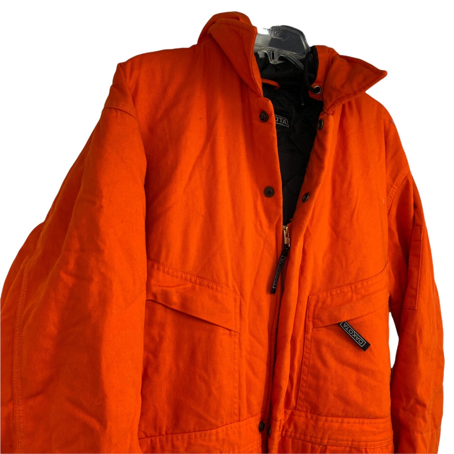 Dakota L Orange Insulated Overalls Hooded Outerwear Full Zip Multiple Pockets