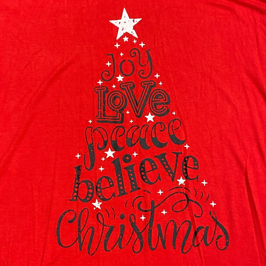 Christmas Novelty TShirt Caged Neck Festive Cozy Casual Tunic L Red Long Sleeve