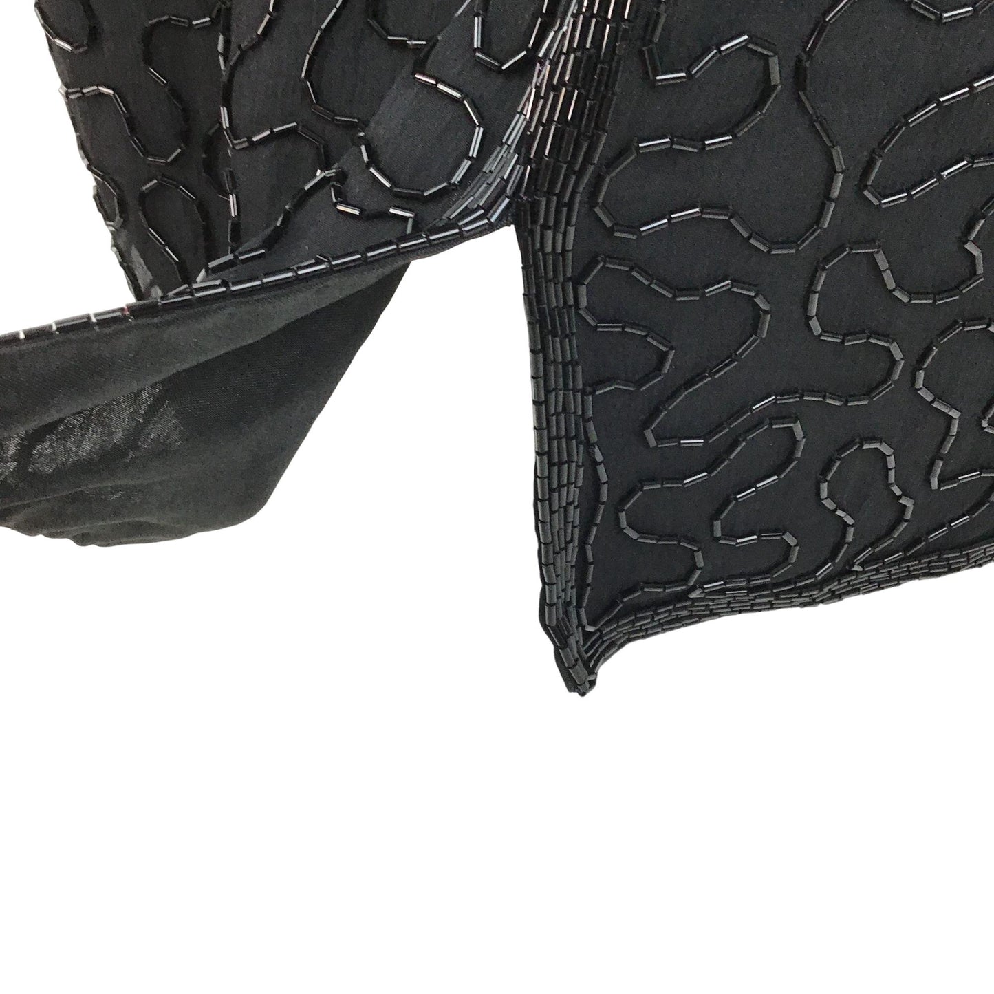 Vtg Night Vogue Silk Beaded Dress Black Lined Zipper Evening Wear Cocktail Large