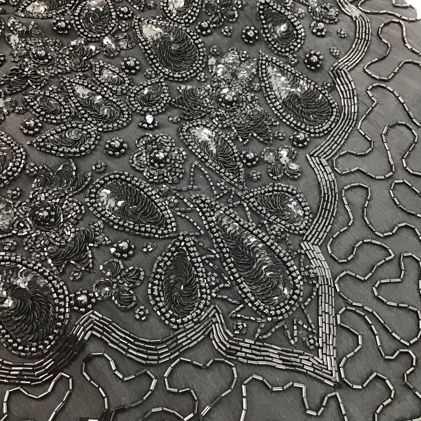 Vtg Night Vogue Silk Beaded Dress Black Lined Zipper Evening Wear Cocktail Large