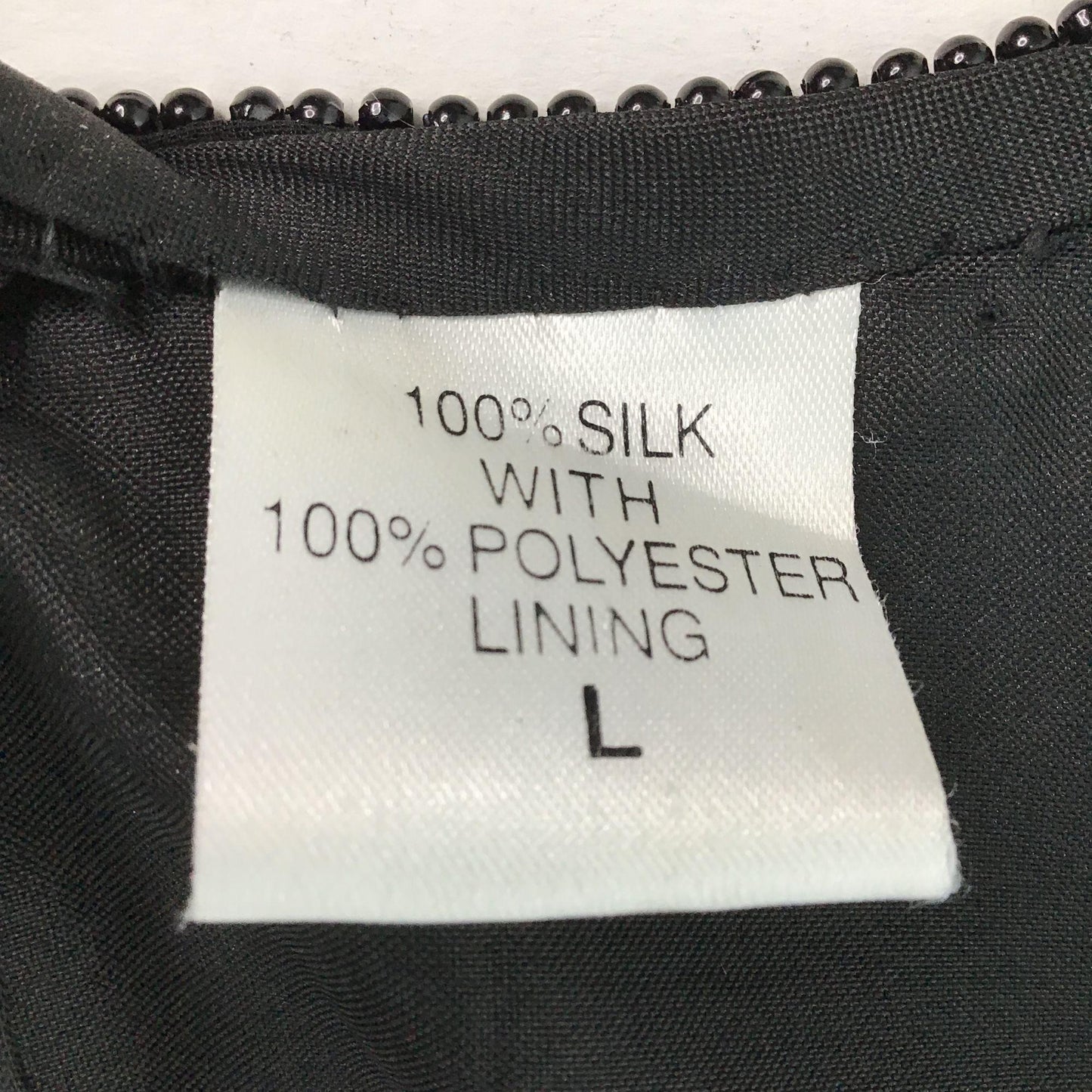 Vtg Night Vogue Silk Beaded Dress Black Lined Zipper Evening Wear Cocktail Large