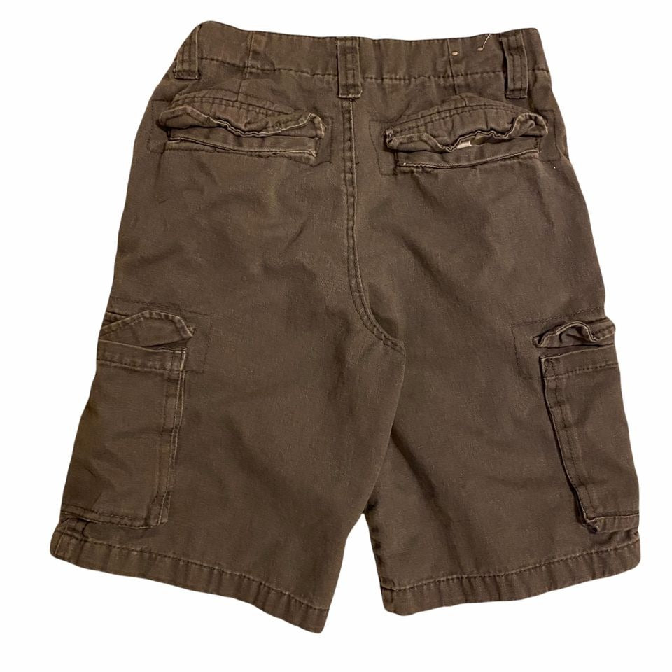 Boys size 8 Cargo Shorts Green Brown Pockets Knee Length - Lot of 2