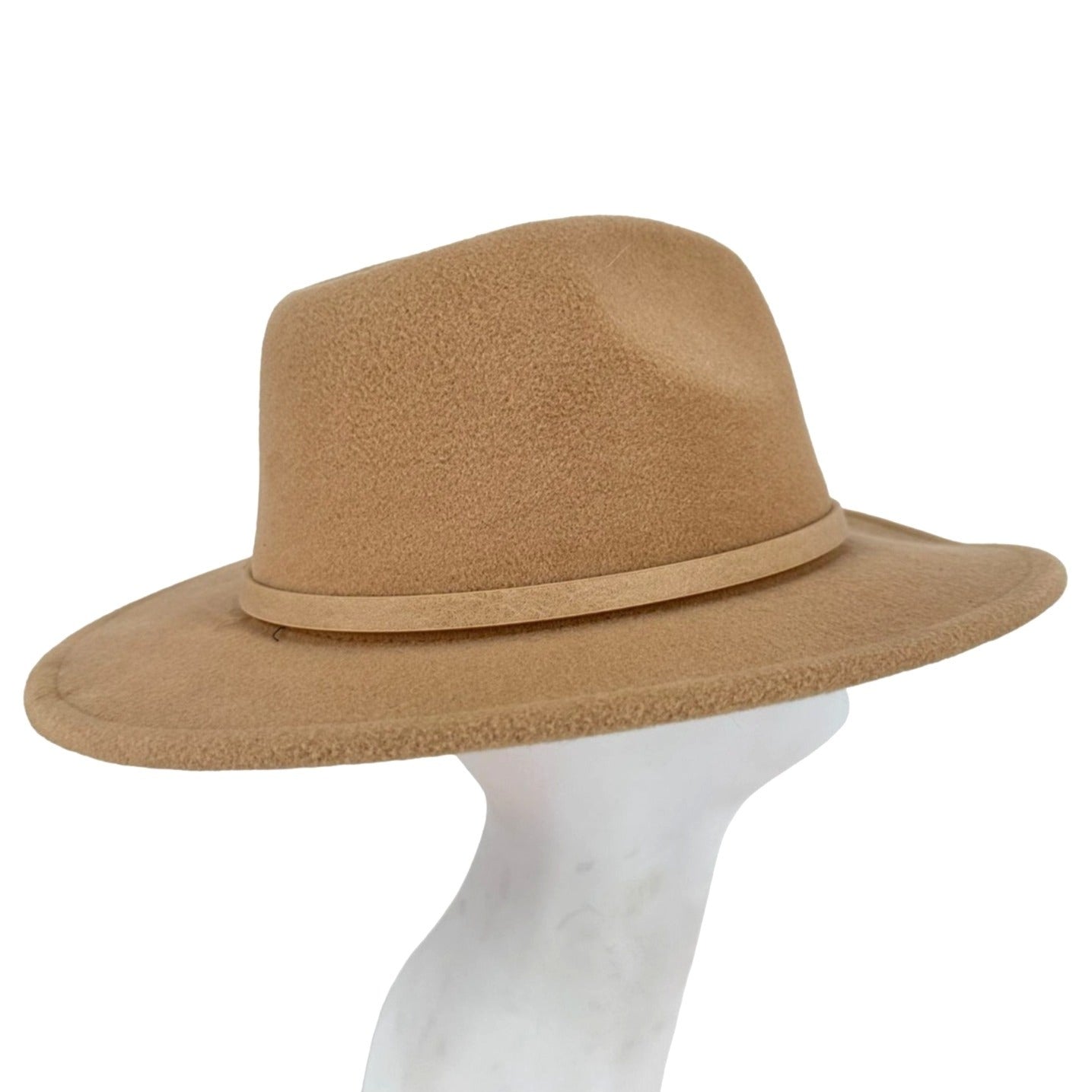 Womens Tan Fedora Belt Accent Wide Brim Fashion Urban Cowgirl Hat Accessories