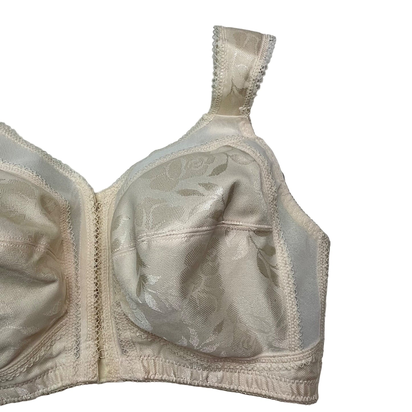 Playtex 36DD Cream Comfort Strap Full Coverage Bra Front Closure Floral