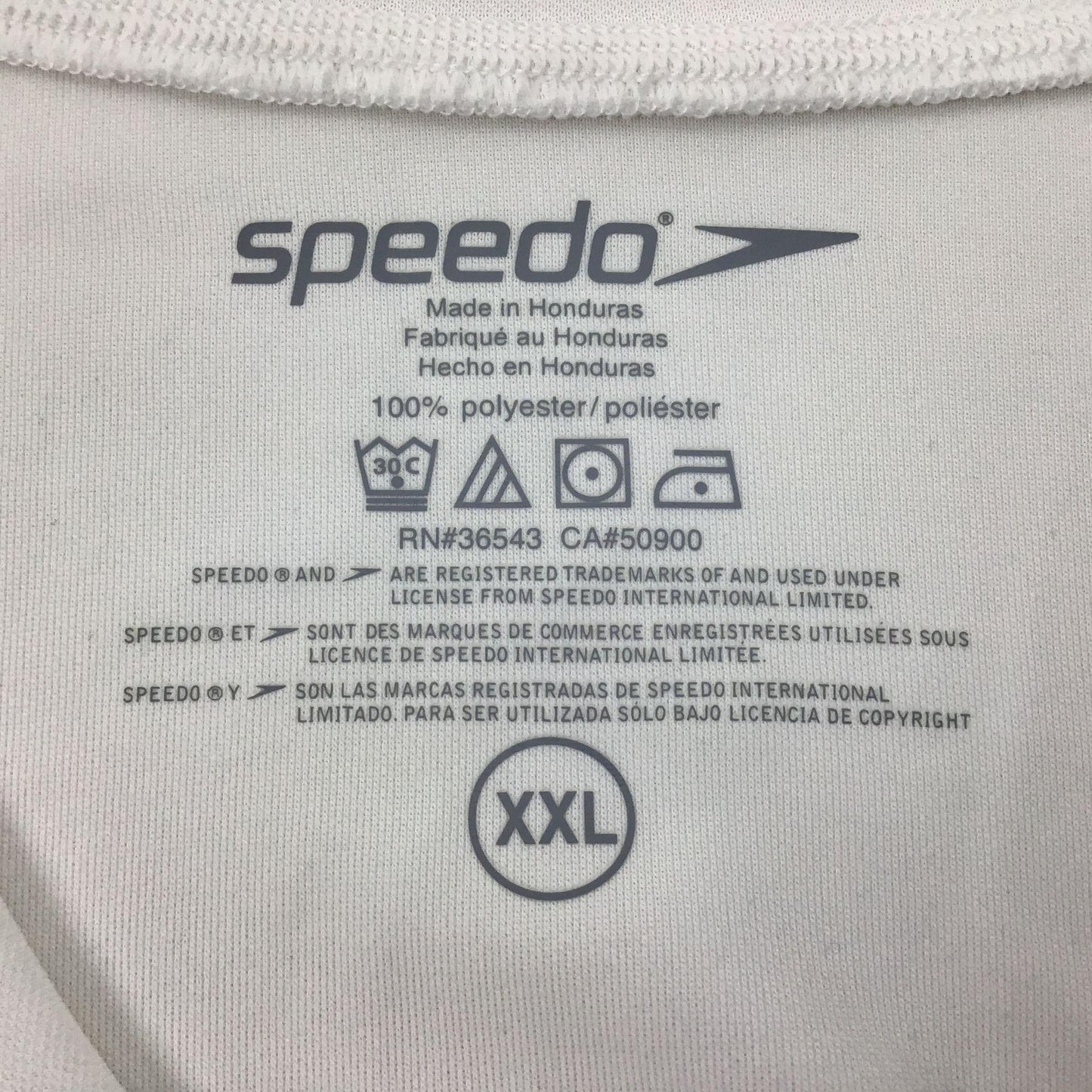 Speedo Mens XXL Athletic Shirt Breathable Long Sleeve White Black Crew Neck