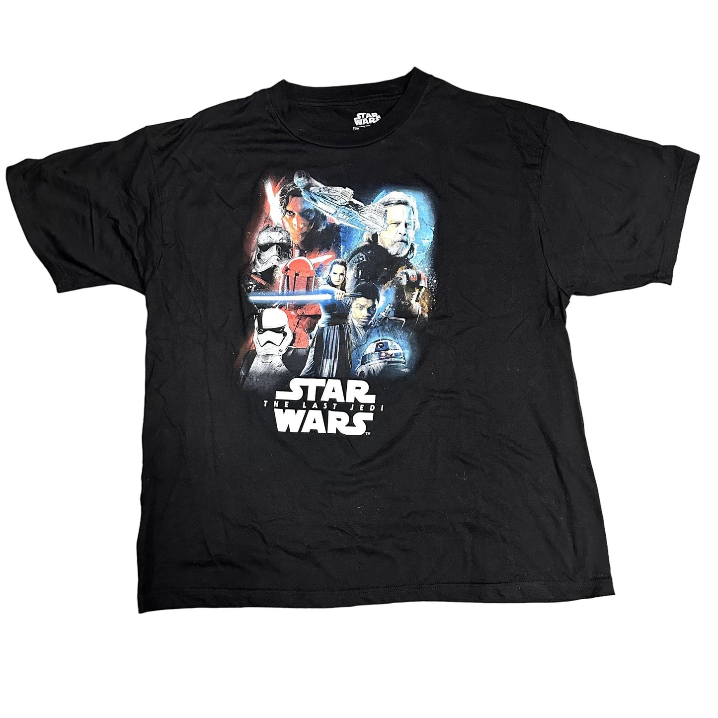 Star Wars 2XL The Last Jedi TShirt Black Short Sleeve Graphic Print Rey Kylo Ren