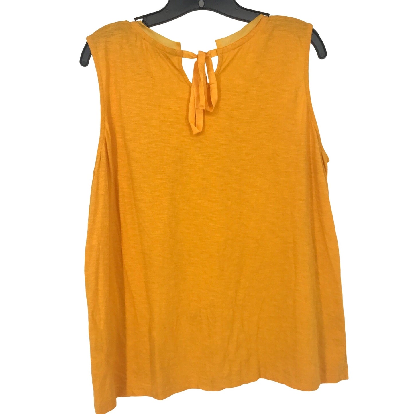 Izod Womens L Yellow Sleeveless Shirt Embellished Round Neckline Keyhole Back