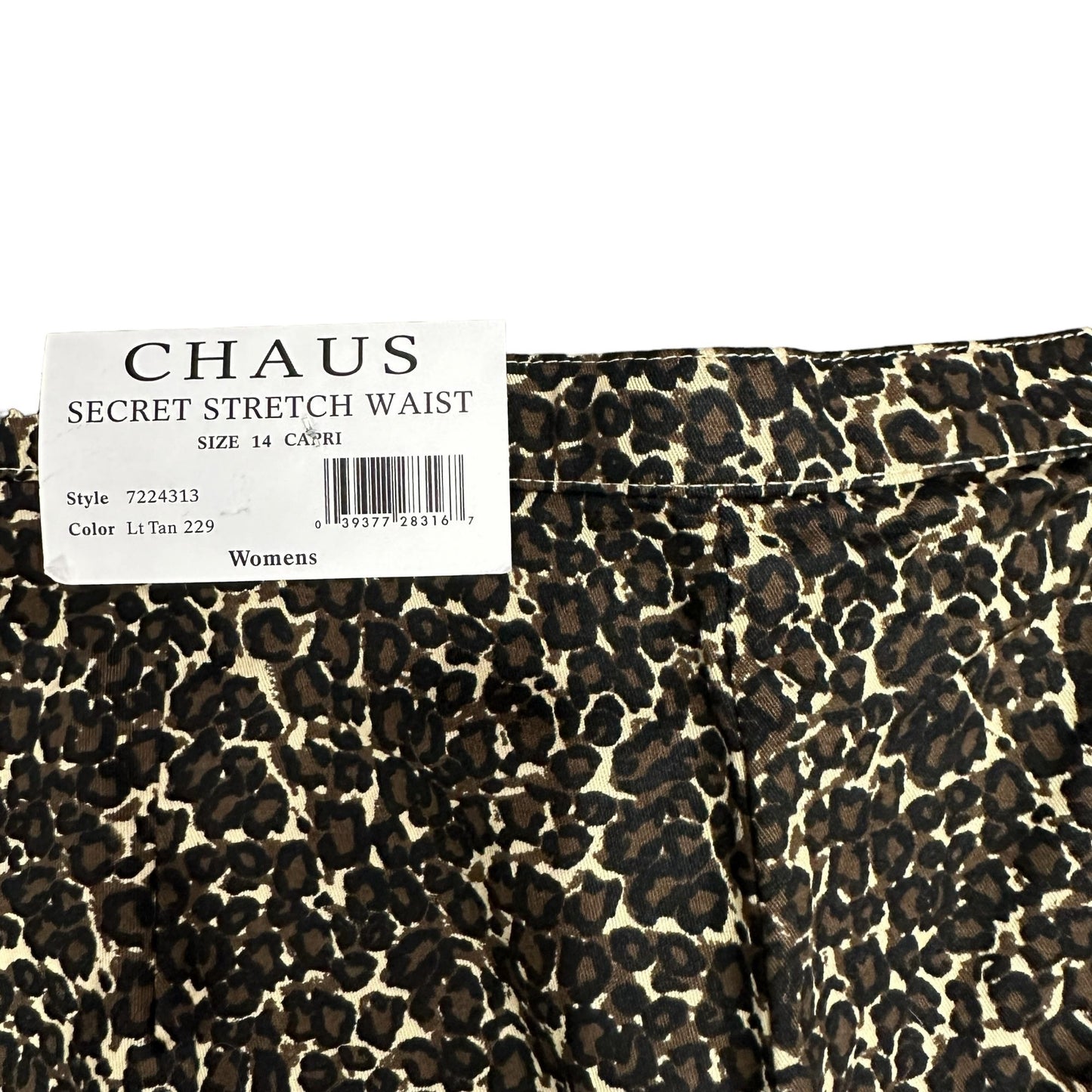 NWT Chaus Womens 14 Cheetah Print Capri Pants Secret Stretch Waist 7224313