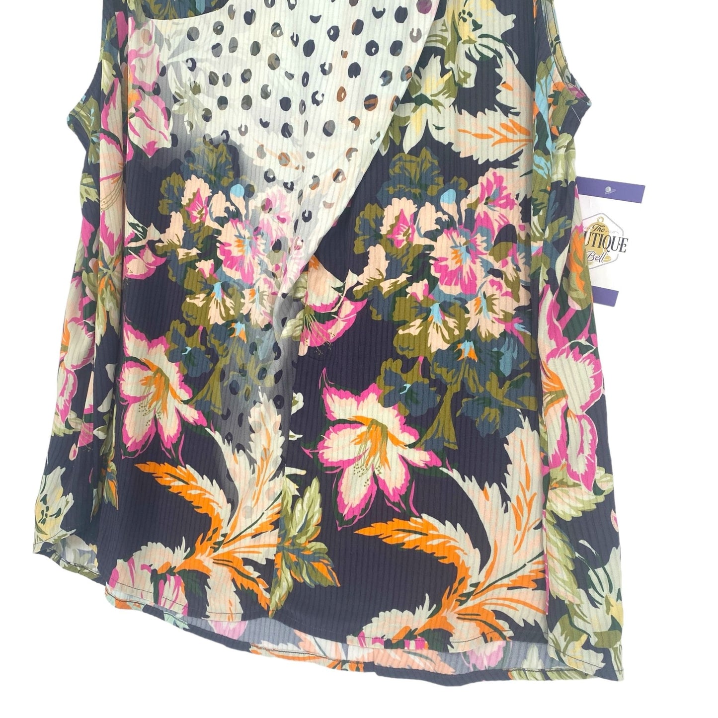 Soft Surroundings Womens 1X Flor De Pluma Floral Blouse Sleeveless Multi-Color