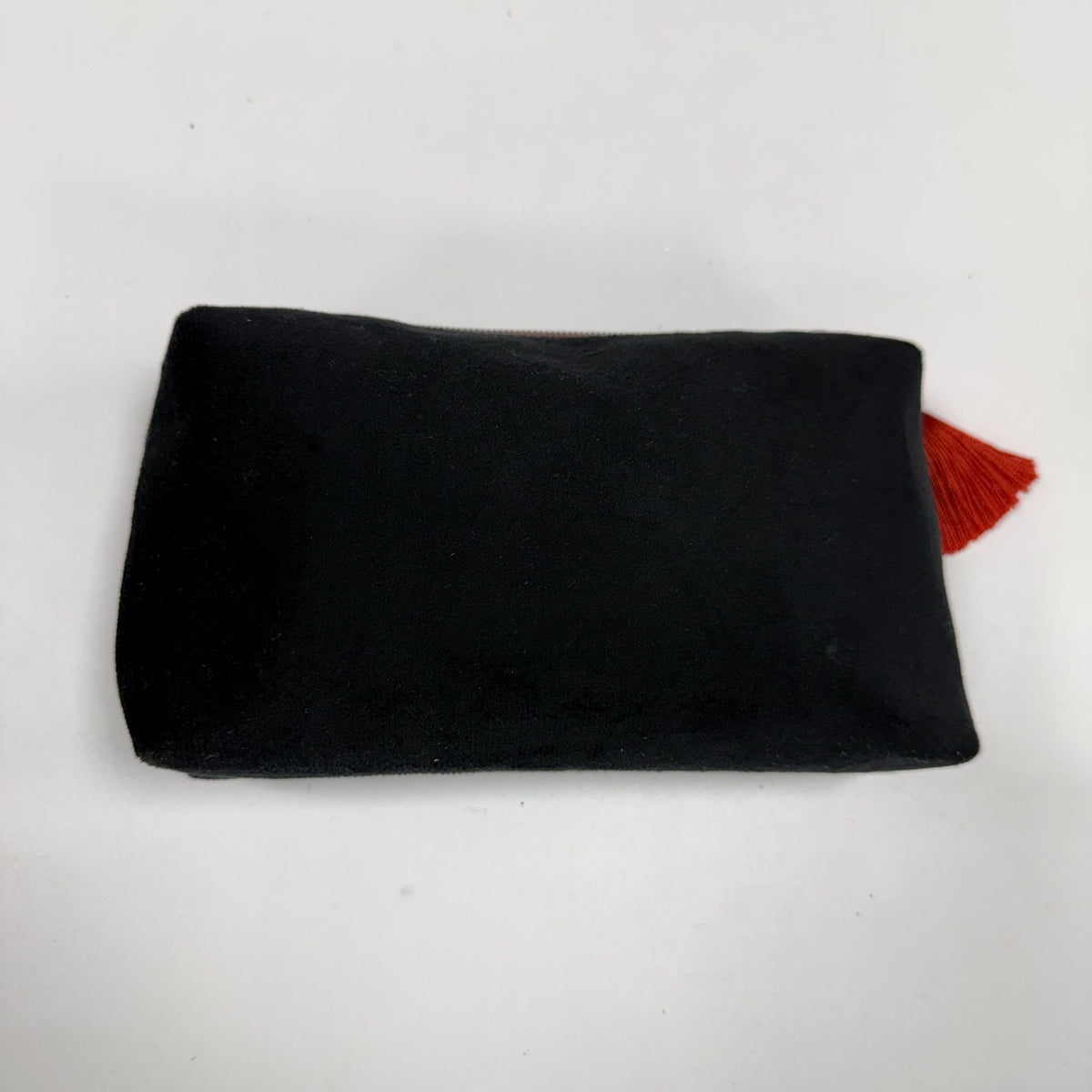 Betsey Johnson Black Velvet Cosmetic Bag Red Tassel Zipper Closure