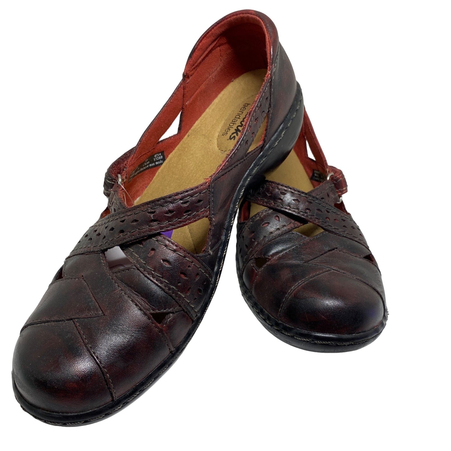 Clarks Ashland Spin Q Slip On Leather Shoes Oxblood Red Size 8N 26065651 Comfort