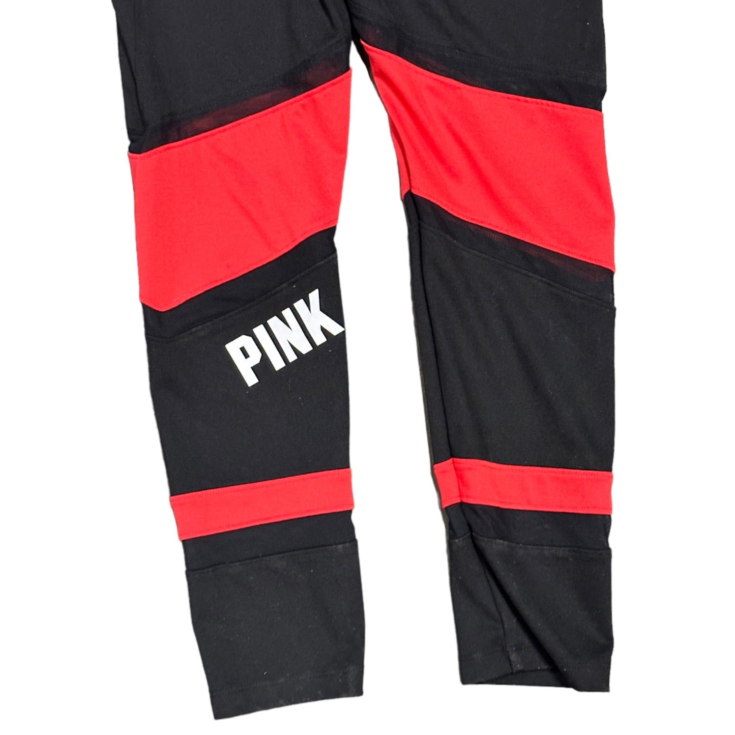 PINK Victorias Secret Ultimate Leggings Womens S Black Red Sheer Cutout