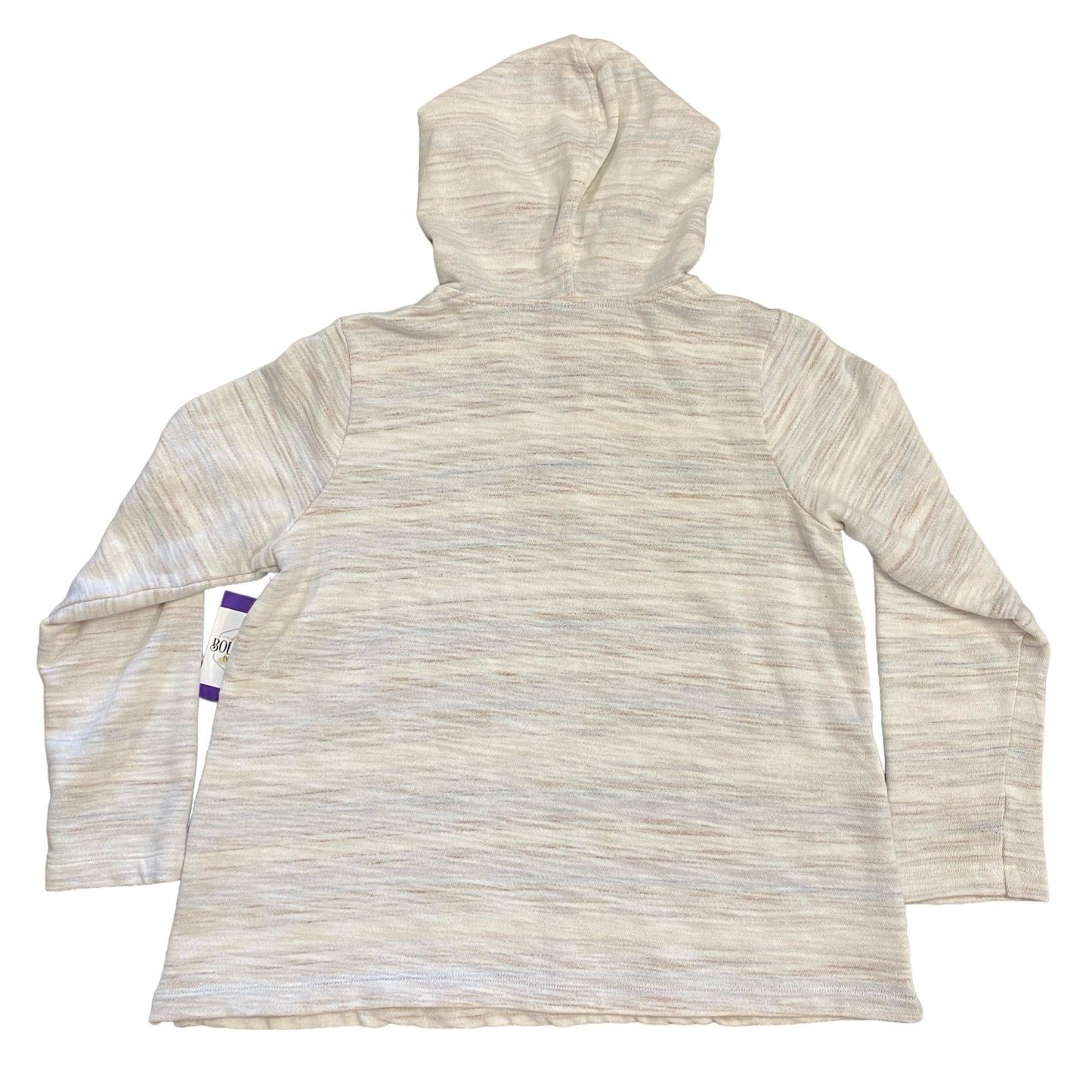 Pure Jill Petite M Reverse Stripe Bisque Pullover Hoodie Cotton Sweatshirt Comfy