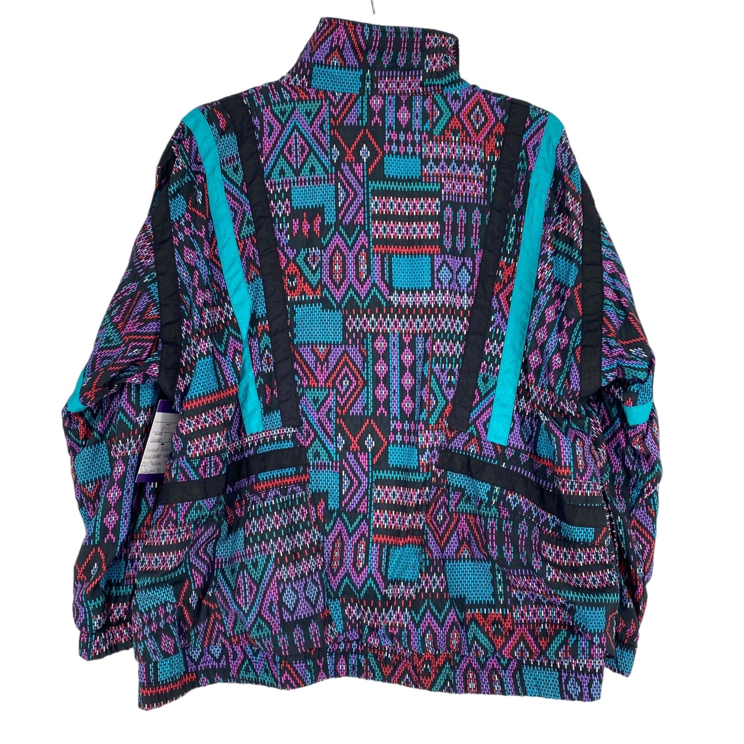 Vintage Rafael XS Wind Breaker Jacket Full Zip Pixelated Aztec Southwest 90's