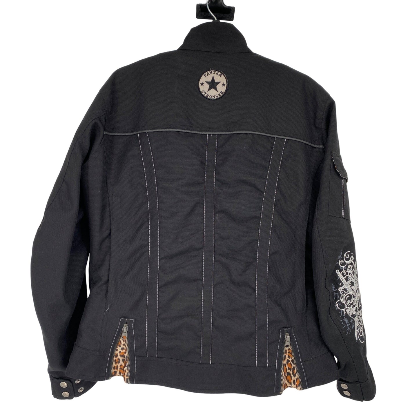 Speed and Strength L Black Motorcycle Jacket Embroidered “Little Miss Dangerous”