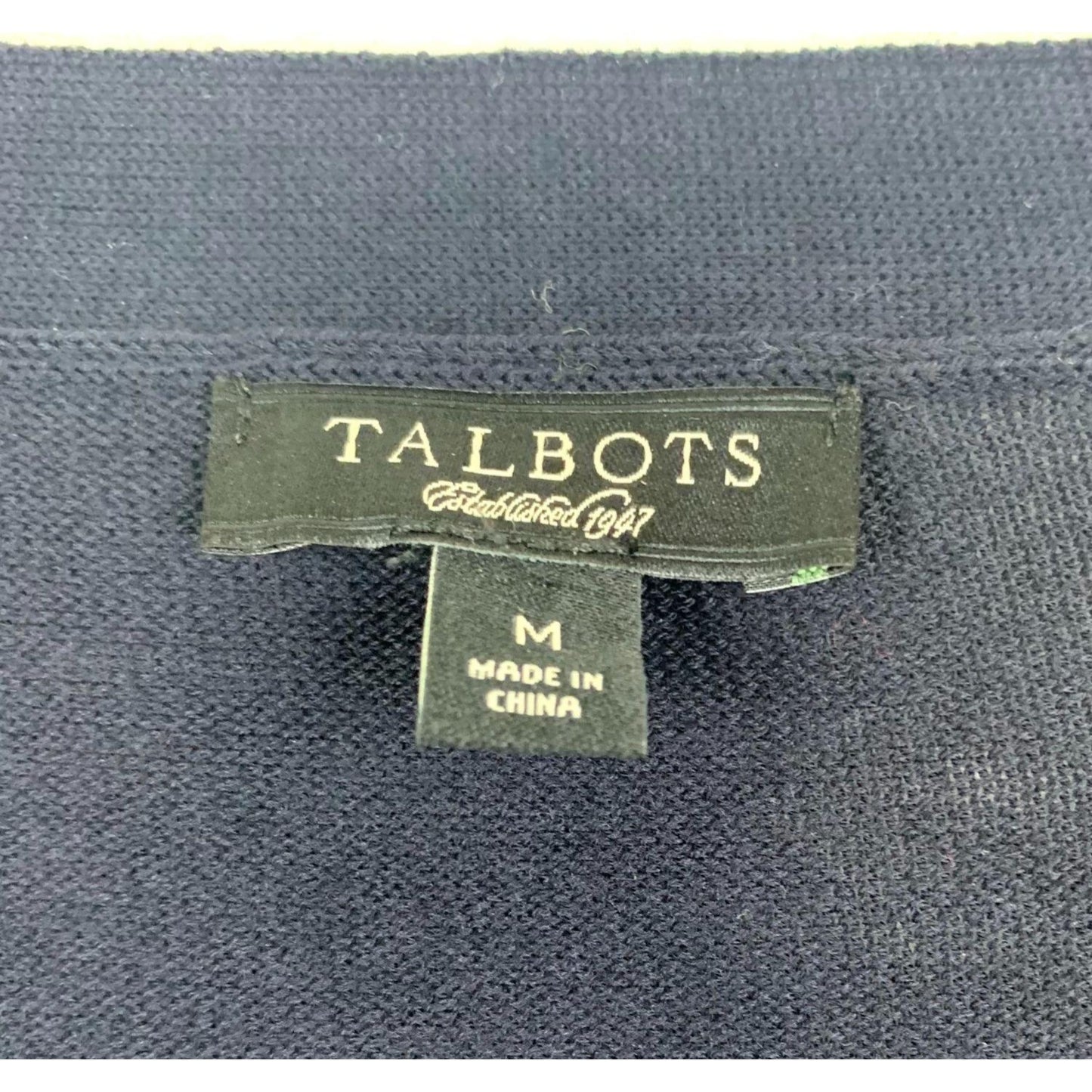 NWOT Talbots Womens M Cardigan Sweater Dark Blue VNeck Long Sleeve Patch Pockets