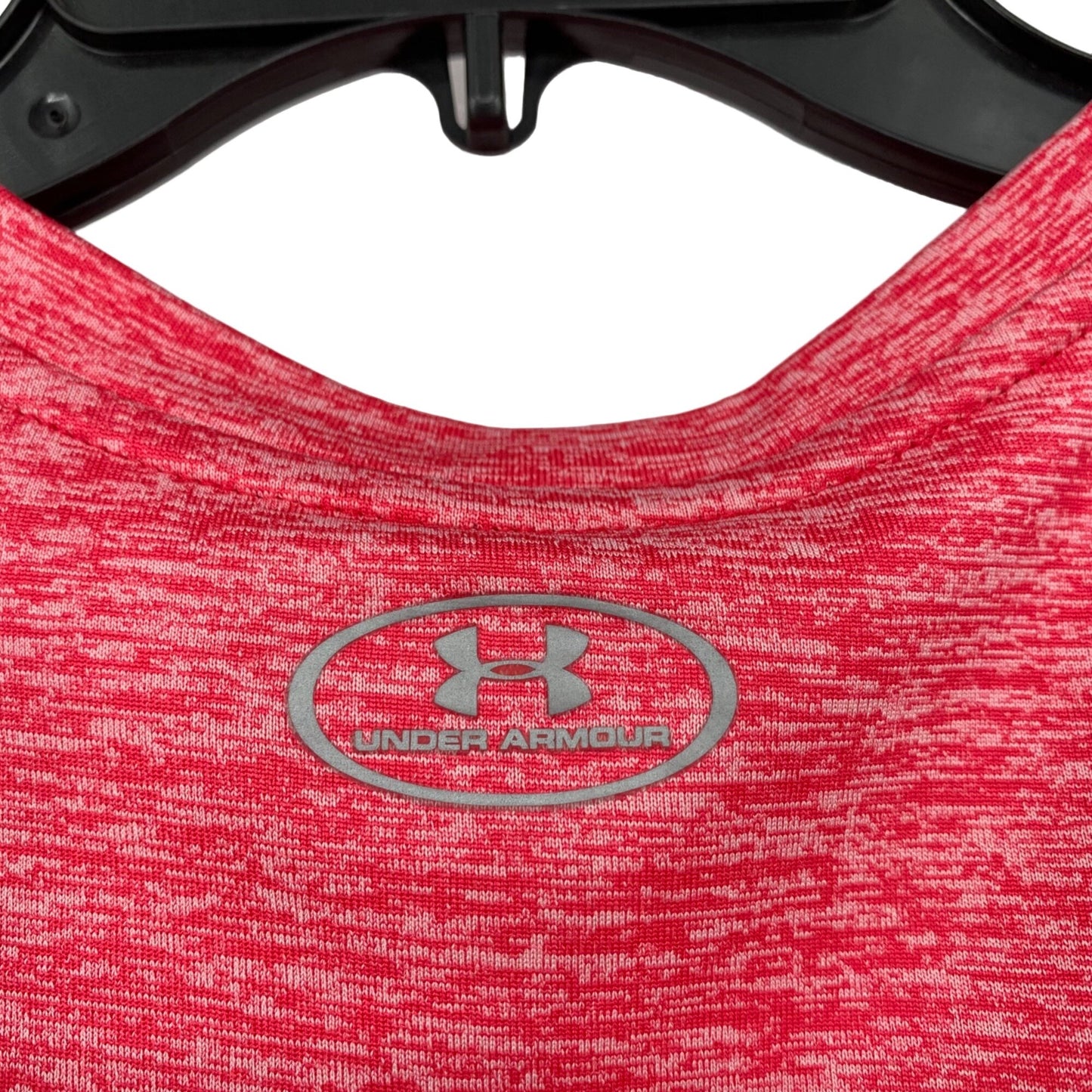 Under Armour Womens XS Heathered Red Tshirt Fitted Logo Short Sleeve Vneck