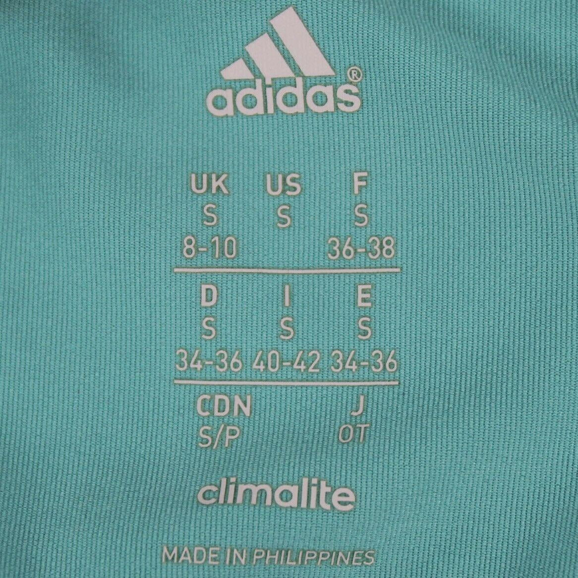 Adidas Womens S Teal Athletic Short Sleeve TShirt Climalite VNeck Activewear