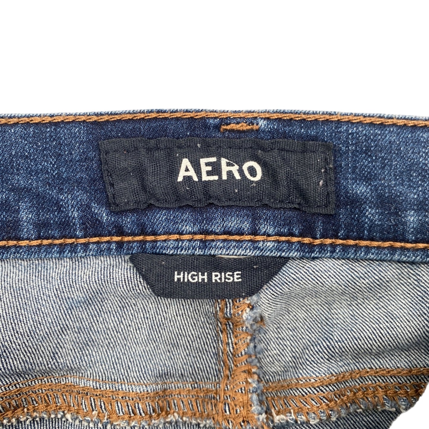 AERO Womens 0 Distressed Skinny Jean High-Rise Size Medium Wash 5 Pocket Belted