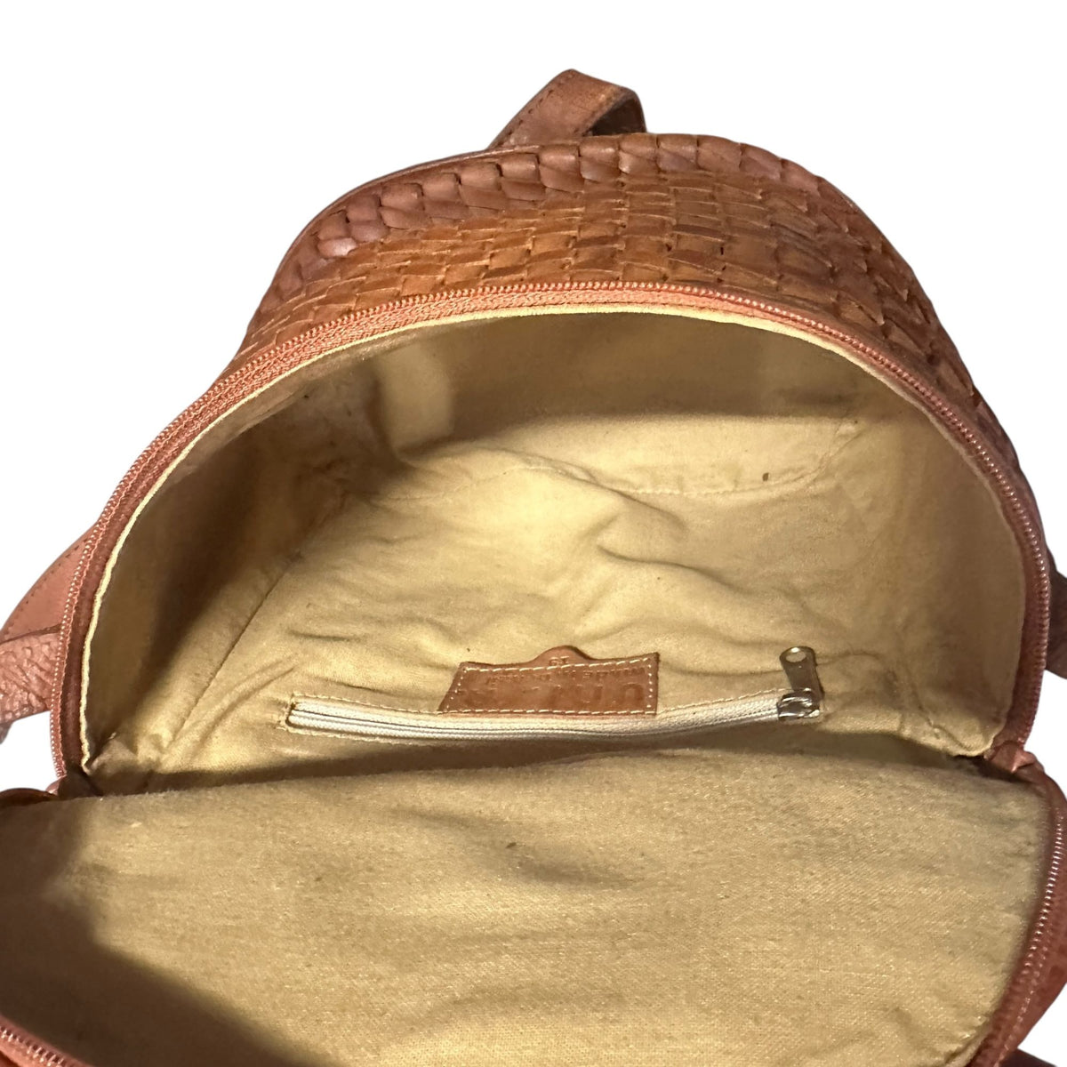 Vintage Unisa Tan Leather Woven Crossbody Bag Made In Brazil