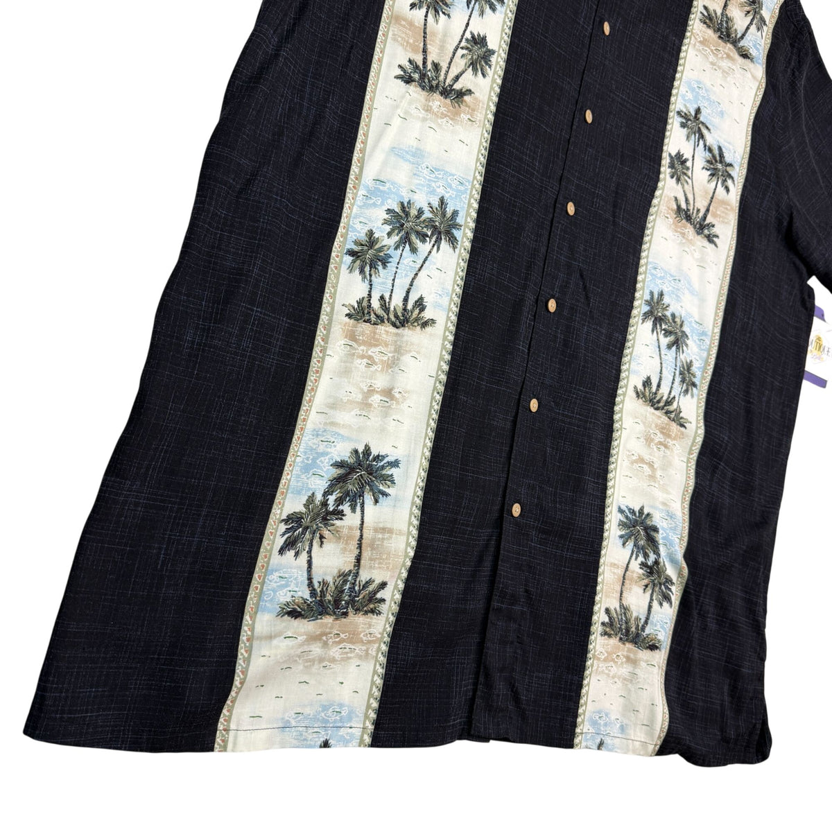 NWT Paradise Collection Mens 3XLTall Black Hawaiian Shirt Palm Camp Tropical