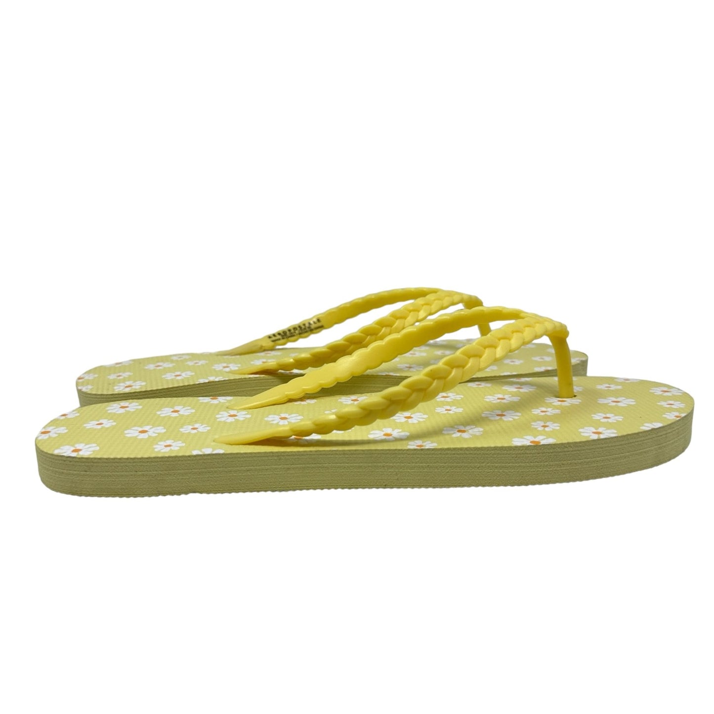 NEW Aeropostale Sandals Flip Flops Size 9 Yellow Beach Shoes Floral White Daisy