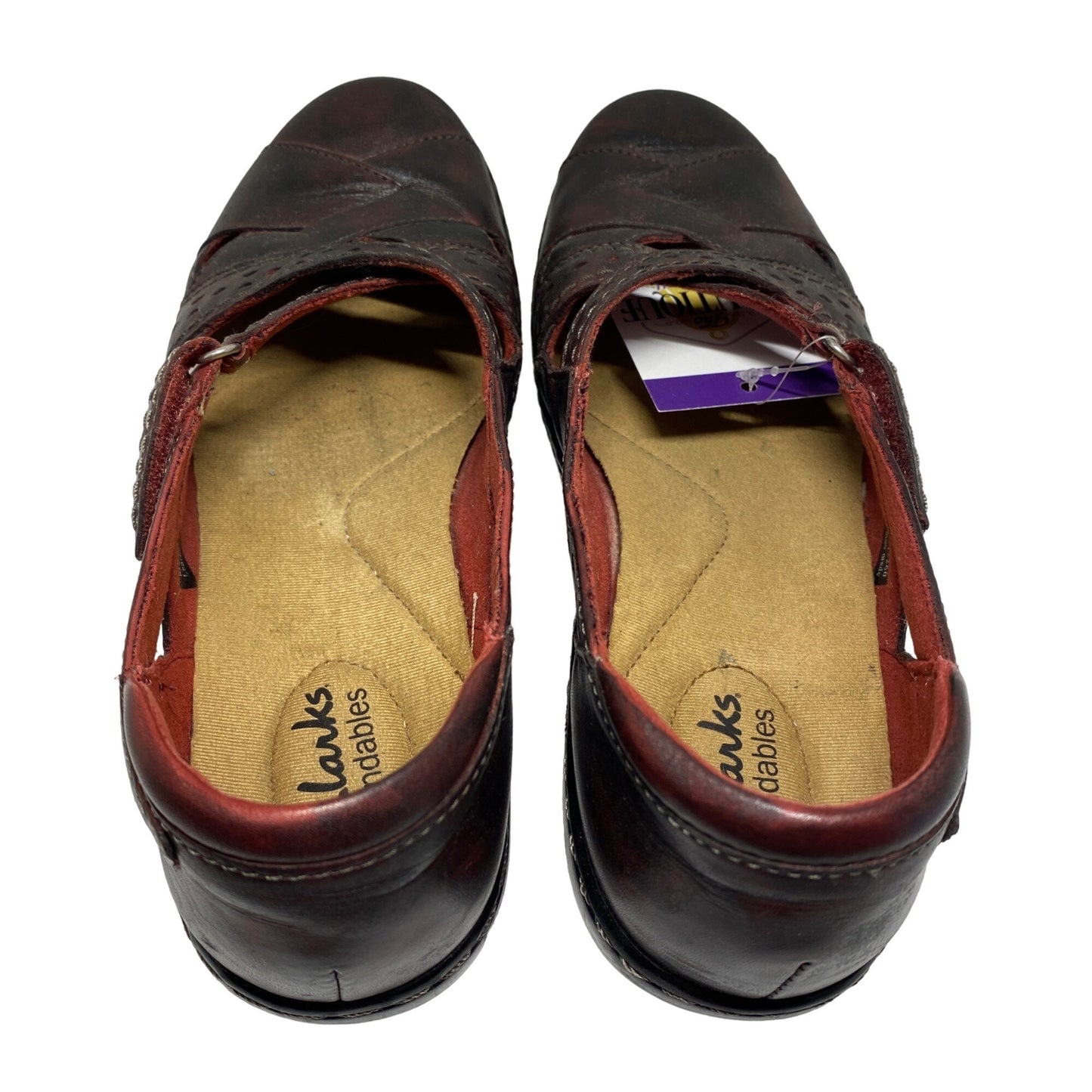 Clarks Ashland Spin Q Slip On Leather Shoes Oxblood Red Size 8N 26065651 Comfort