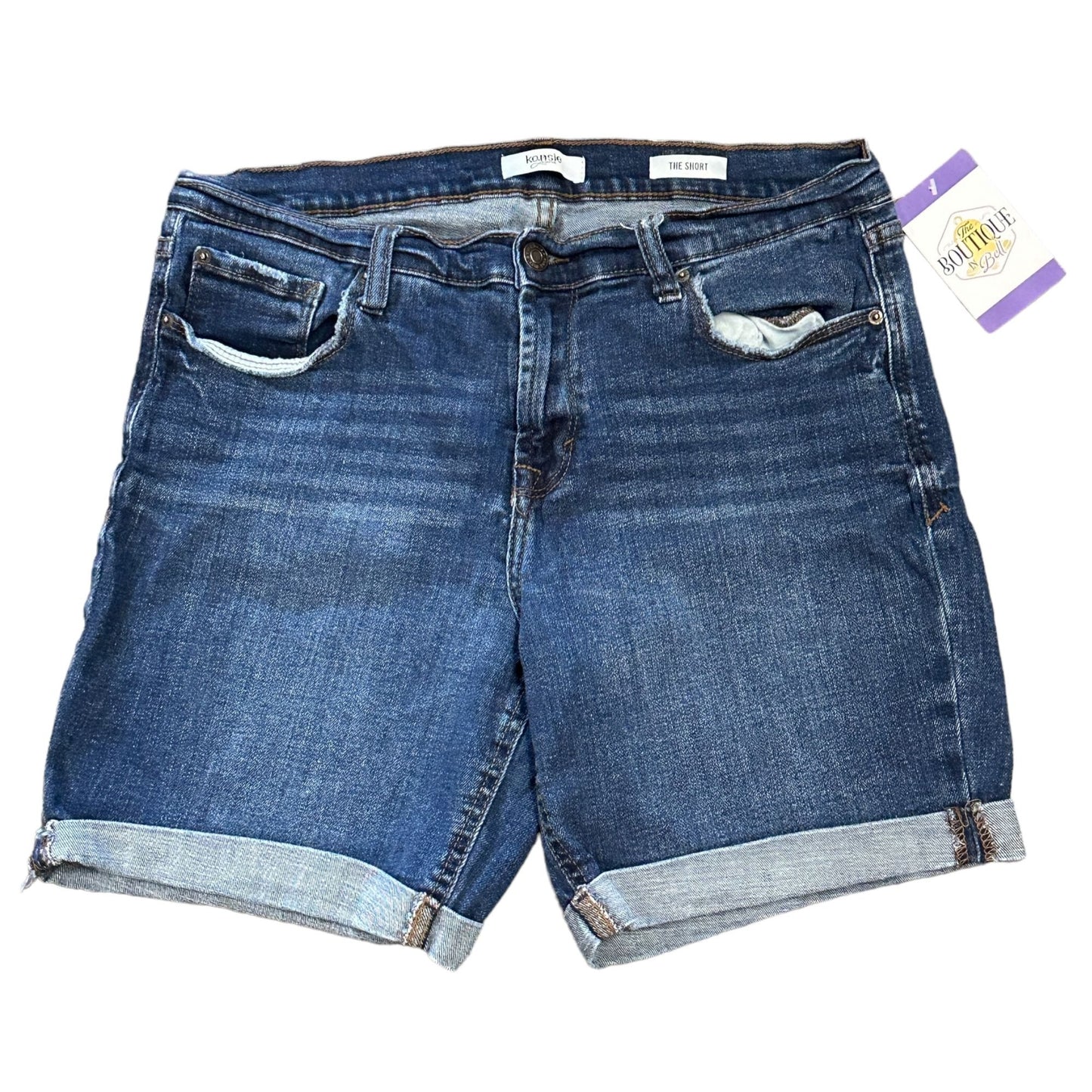 Kensie Jeans Womens Size 10 Blue Mid-Rise Stretch Cuffed Denim Jean Shorts