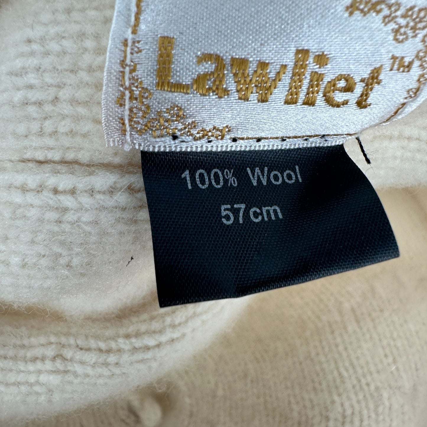 Lawliet Women Cream Cloche Hat Cap Wool Knit Gatsby Floral Accent Packable Retro