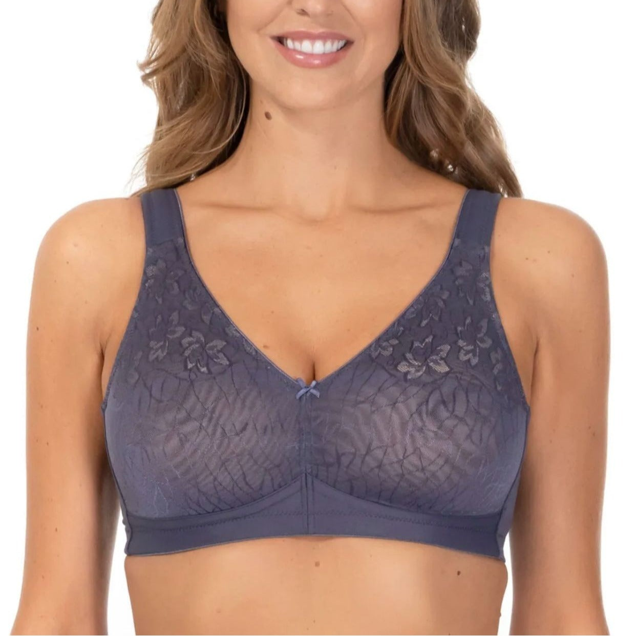 Rosme 44C Powerlace Blue Gray Soft Bra Wireless Padded Straps