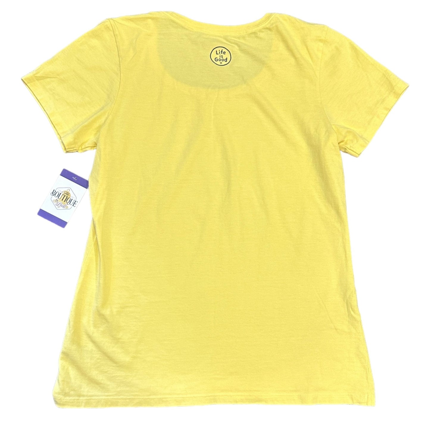 Life Is Good Womens M Yellow "Let's Sea" Crusher Tee Classic Fit TShirt Scoop