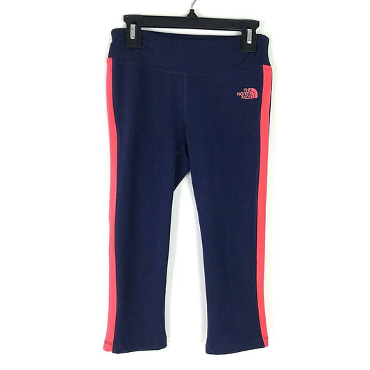 The North Face Womens XS Blue Pink Capri Crop Leggings Exercise Pants Yoga Logo