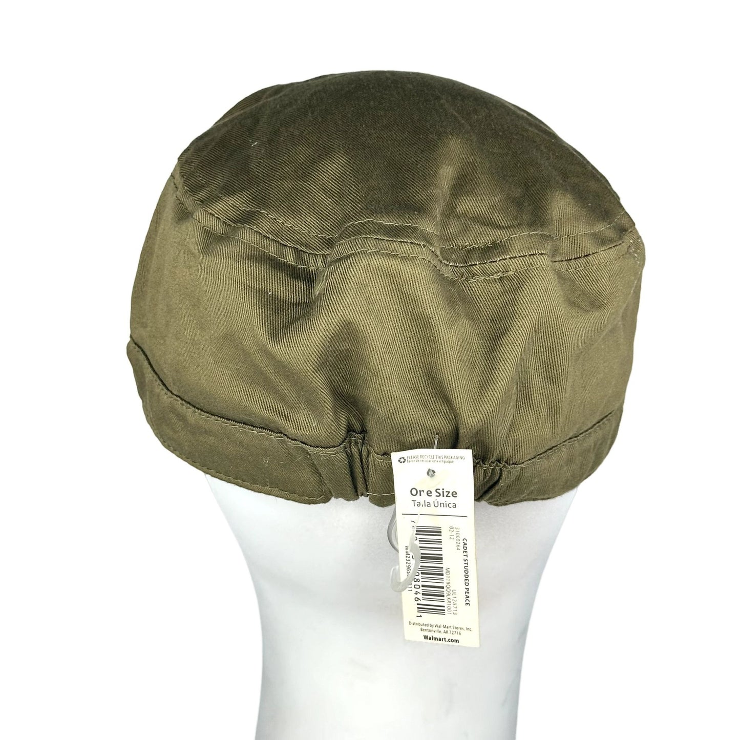 NWT Womens Olive Green Cadet Cap Hat Peace Rhinestone One Size Small Bill