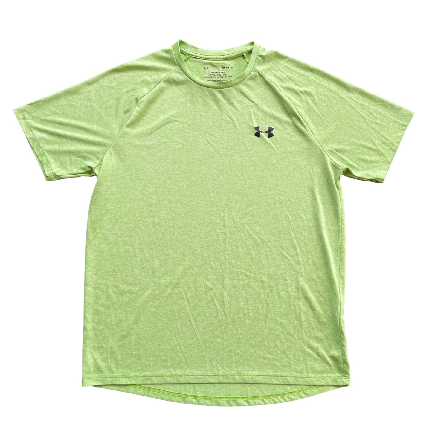 Under Armour M Lime Green Tech Tee Short Sleeve Tshirt Pocket Logo Crew Neck