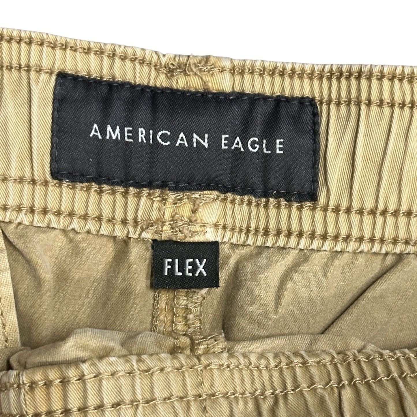 American Eagle Shorts Mens M Beige Flex Chino Elastic Waist Drawstring Khaki