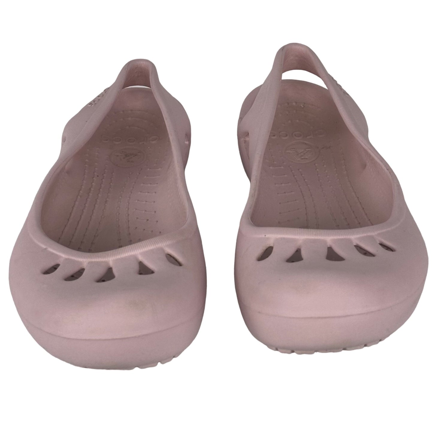 Crocs Malindi size 10 Pink Rubber Flats Slingback Closed Toe Comfort Shoe Sandal