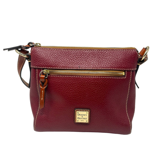 Dooney & Bourke Red Leather Pebble Grain Crossbody Purse Handbag Zip Closure