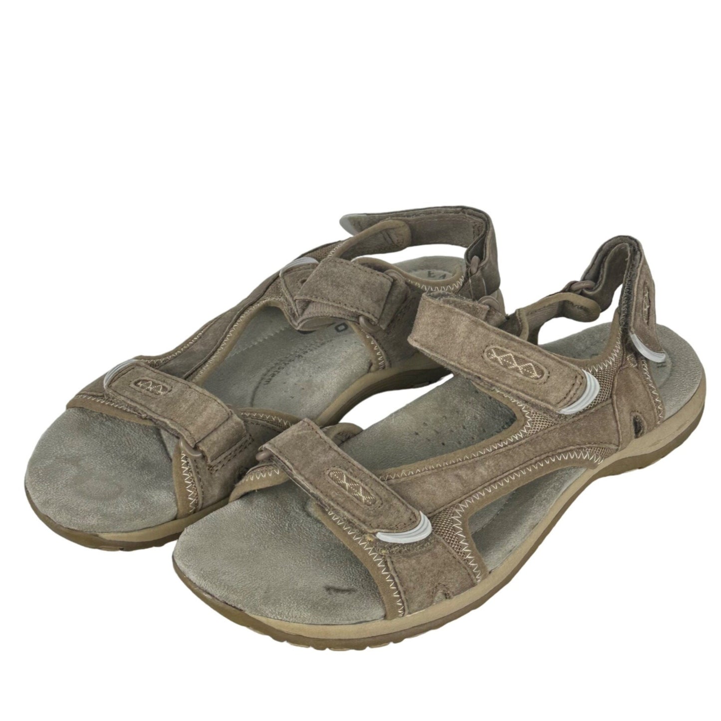 Earth Origins Womens 9 Brinkley Leather Sandals Tan NuBuck Strappy Comfort