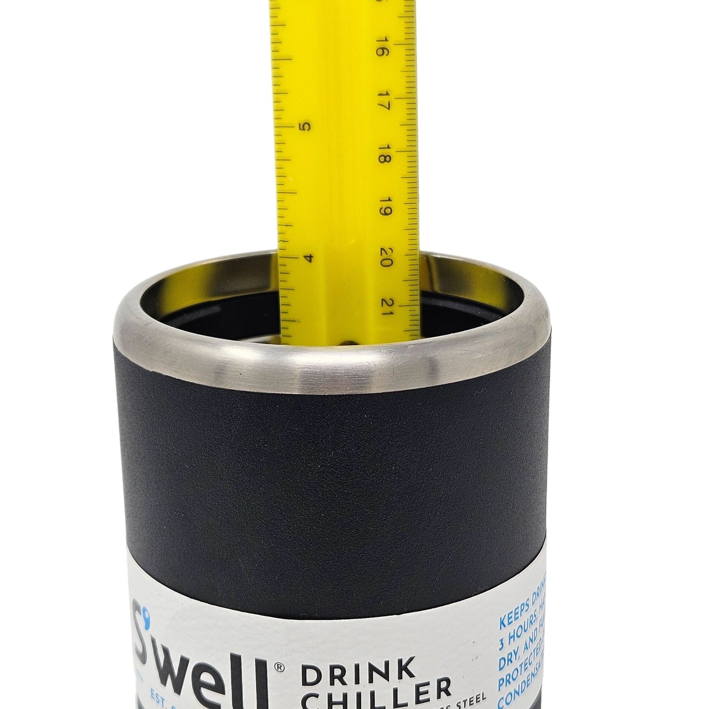 NEW Swell Insulated Stainless Steel Drink Chiller 12 oz Can Bottles Black Koozie