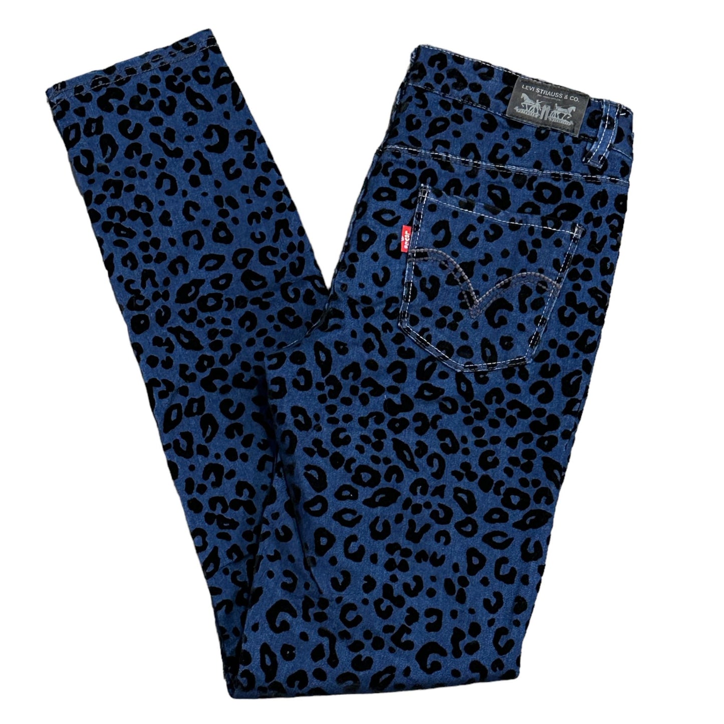 Levis Girls 12 Skinny Jeans Animal Print Adjustable Waist Stretch Denim Legging