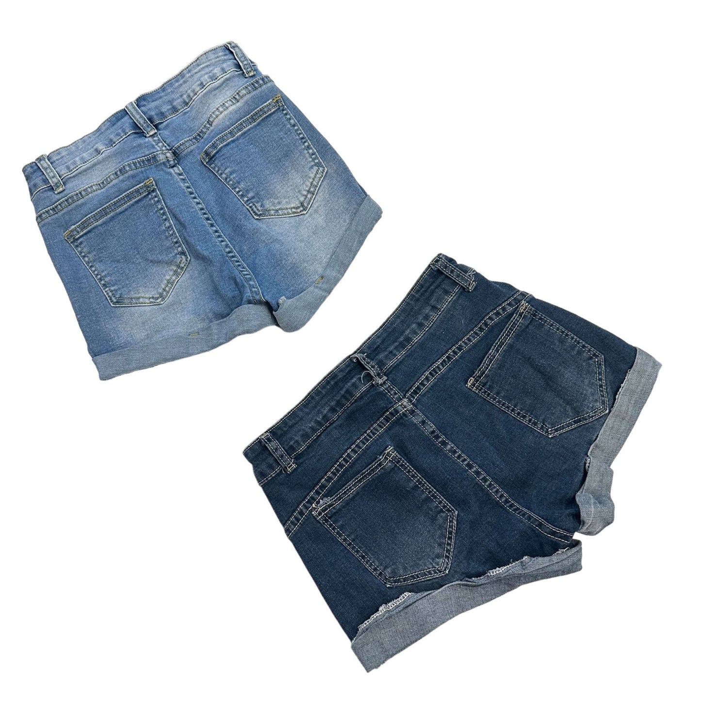 SHEIN Womens XS Blue Jean Shorts High Rise Cuffed Stretch - Lot of 2