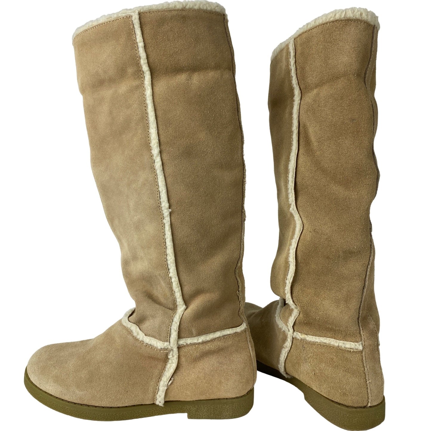 Xhilaration Size 7 Womens Tan Genuine Suede Knee High Boots Faux Fur Lining